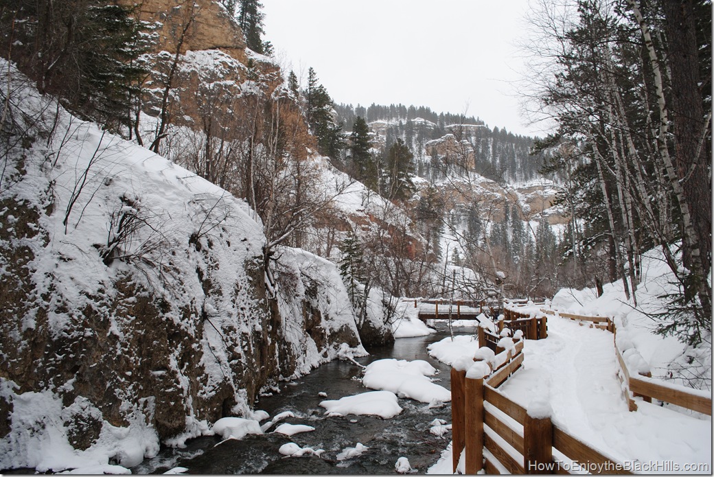 snowshoeing to Roughlock Falls, Spearfish Canyon in the Black Hills of South Dakota