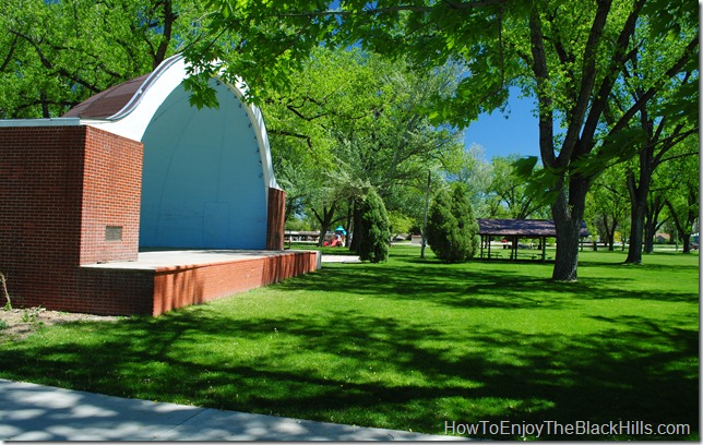 Let the kids run off some energy at Herrmann Park - it has a great play structure and lots of swings. photo Band Shell, Herrmann Park, Belle Fourche South Dakota